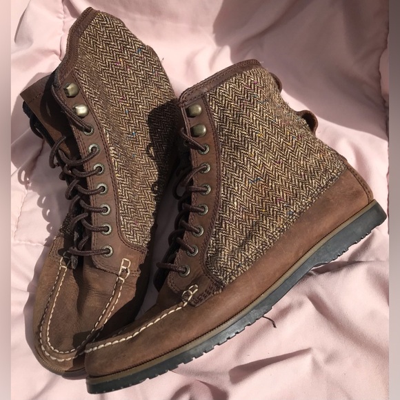 G.H. Bass & Co. Millie Herringbone Colorful Knit Side Laced Leather Boot - 8M - Picture 2 of 15